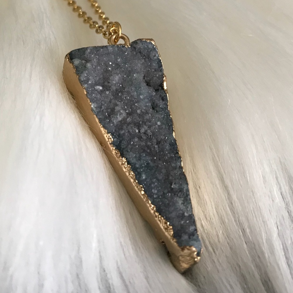 Natural Druzy Agate Necklace - Picture 5 of 8